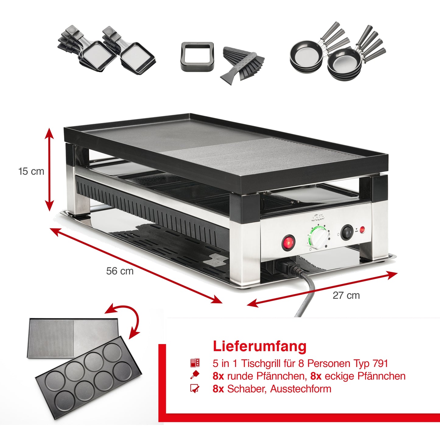 5in1 Tischgrill f&uuml;r 8 Pers. (Typ 791) B-Ware