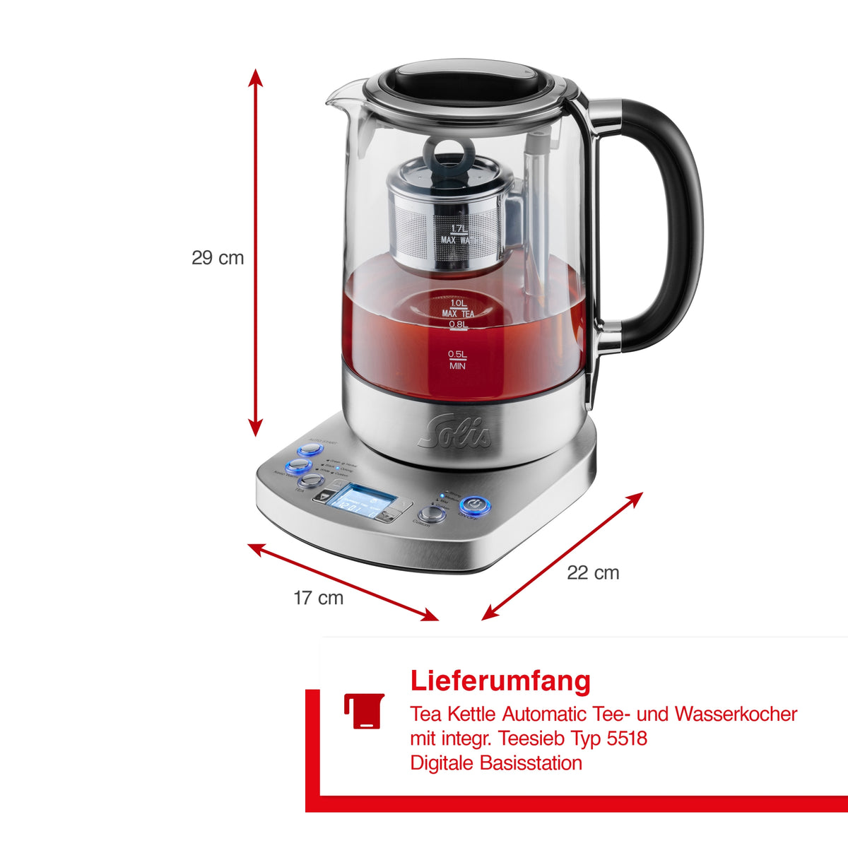 Solis_Tea Kettle Automatic (Typ 5518) B-Ware_Edelstahl / Glas