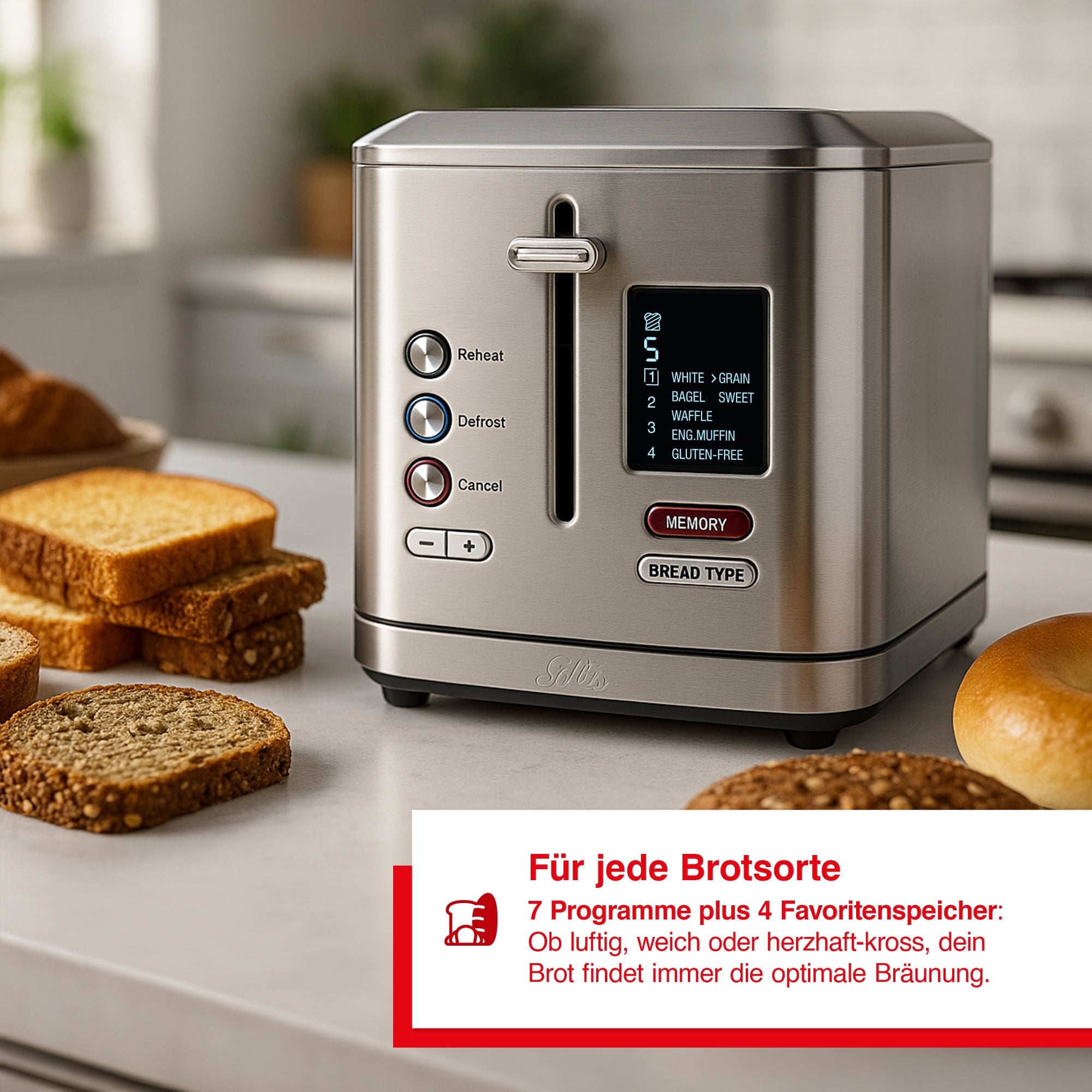 Solis_Flex- Toaster m. Brötchenaufsatz (Typ 8004)_Edelstahl