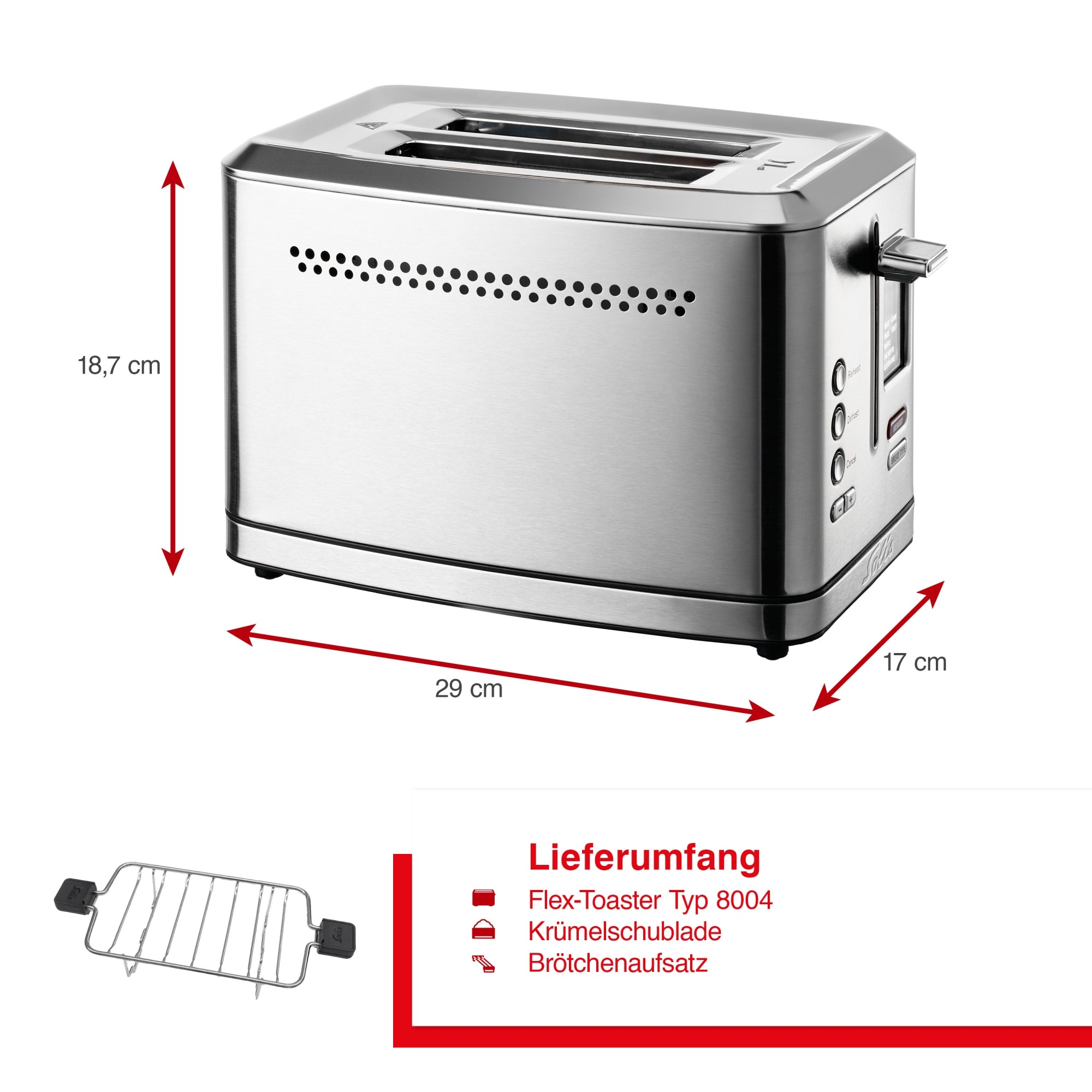 Solis_Flex- Toaster m. Brötchenaufsatz (Typ 8004)_Edelstahl