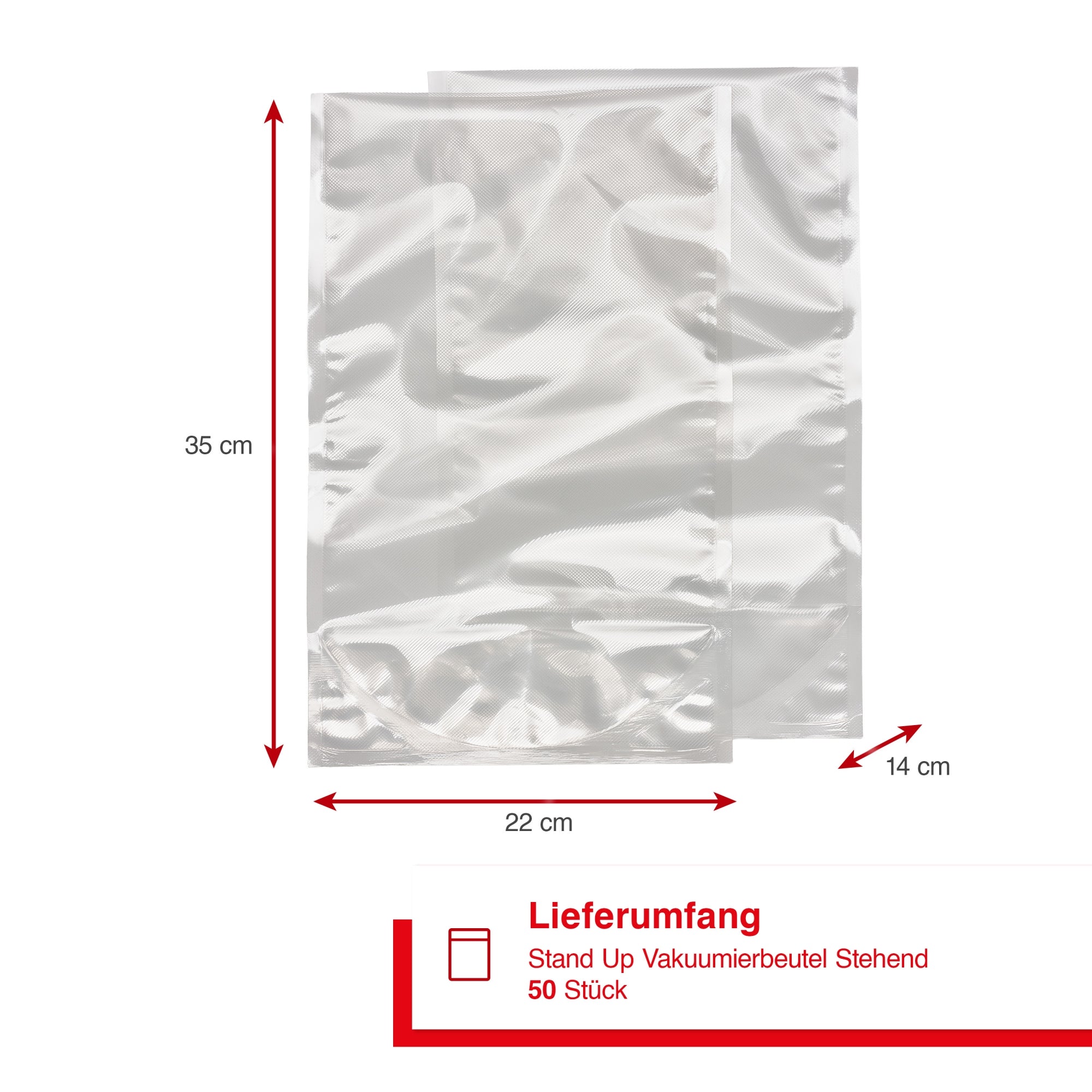 Solis_Stand Up Vakuumierbeutel Stehend, 50 Stück_Transparent